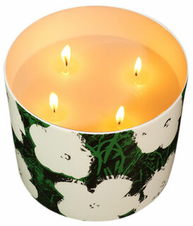 Bougie parfumée dans un bol en porcelaine "Fleurs blanches sur vert" von Andy Warhol