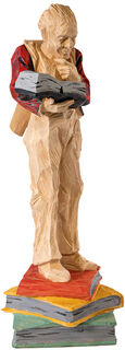 Escultura "Lector de libros", aspecto de madera fundida de Roman Johann Strobl