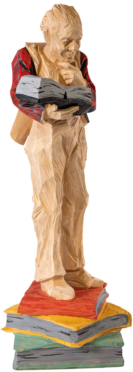 Escultura "Lector de libros", aspecto de madera fundida de Roman Johann Strobl