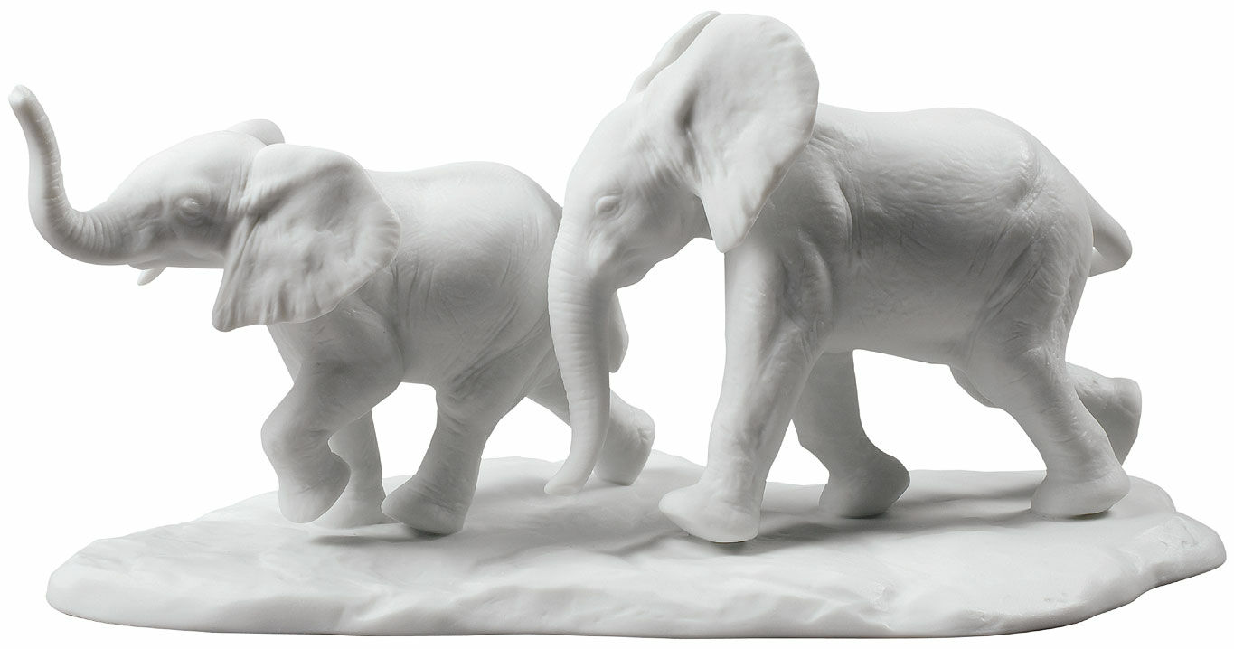 Porcelain sculpture "Elephant Couple" - Design Ernest Massuet by Lladró