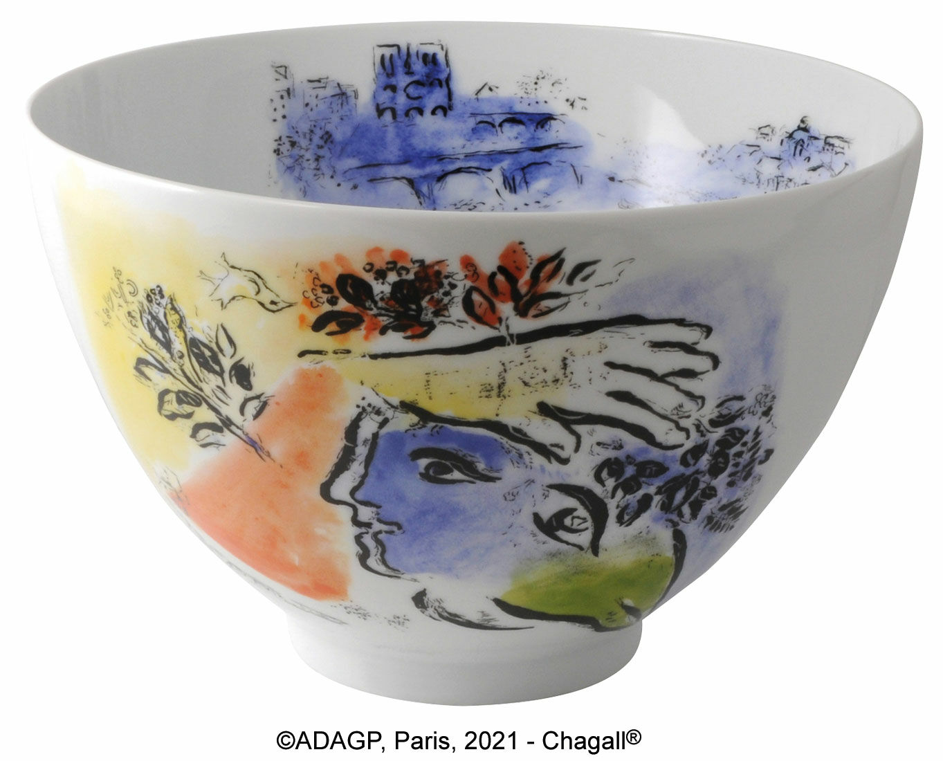 Marc Chagall Collection by Bernardaud - "Le ciel bleu" salad bowl, porcelain by Marc Chagall