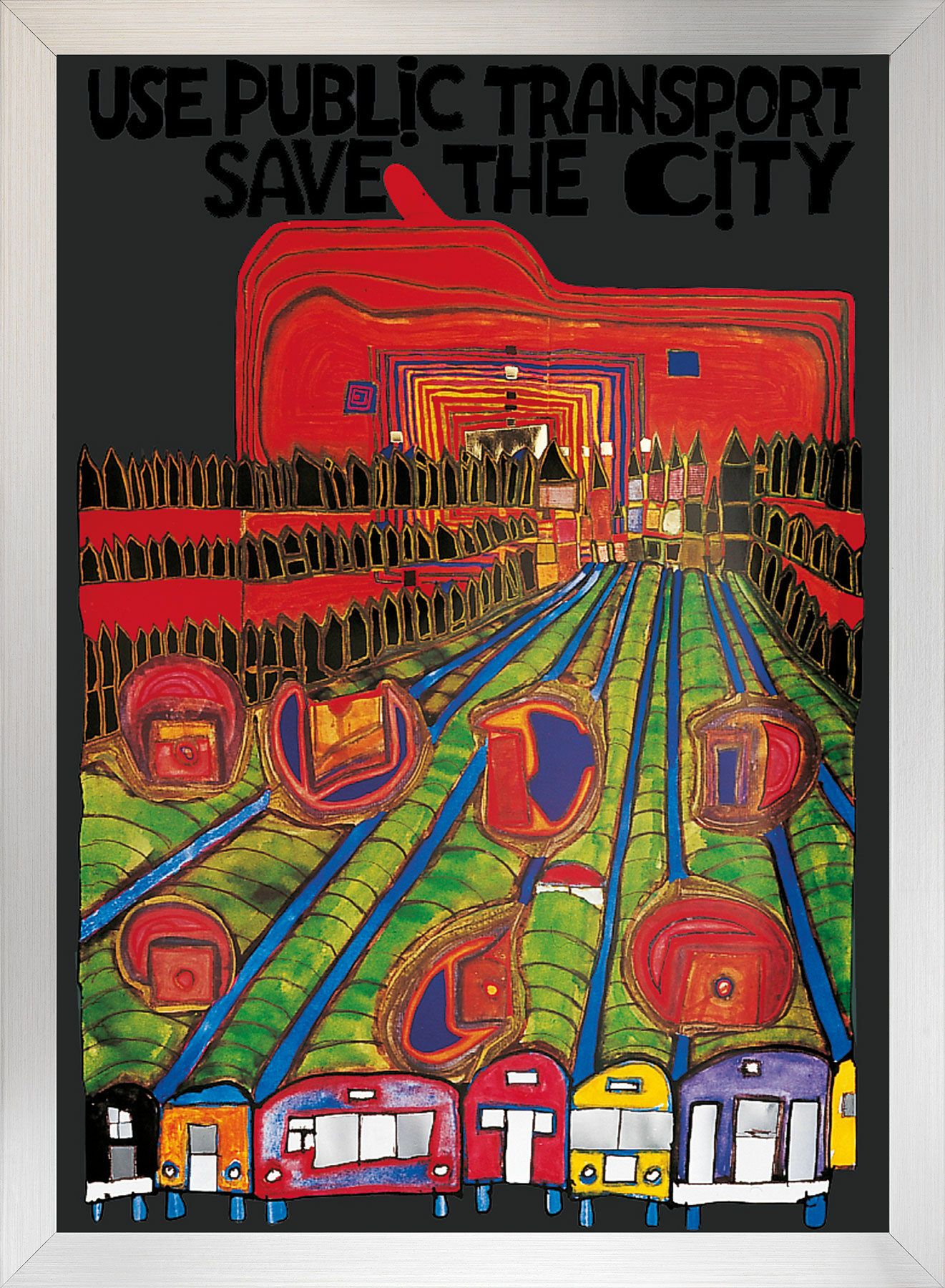 Bild "Save the City", gerahmt von Friedensreich Hundertwasser