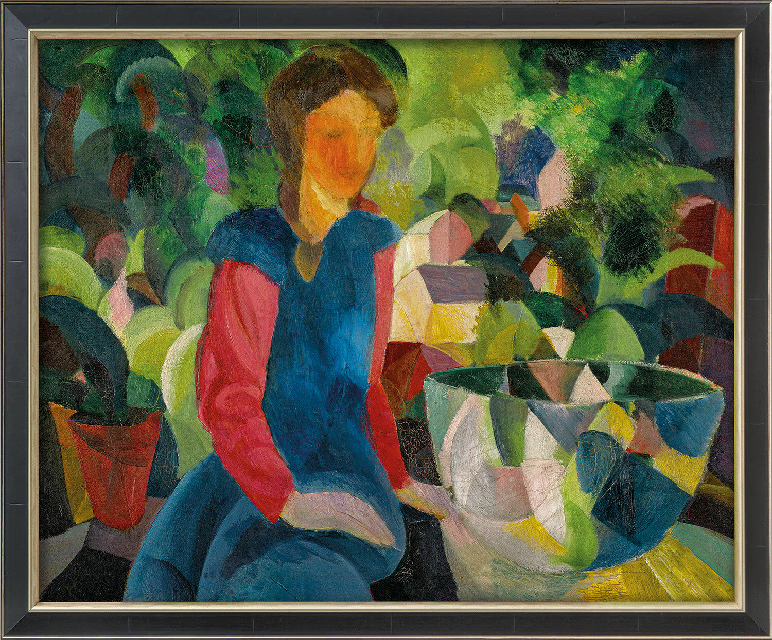 Picture "Girl with Fishbowl" (1914), framed by August Macke
