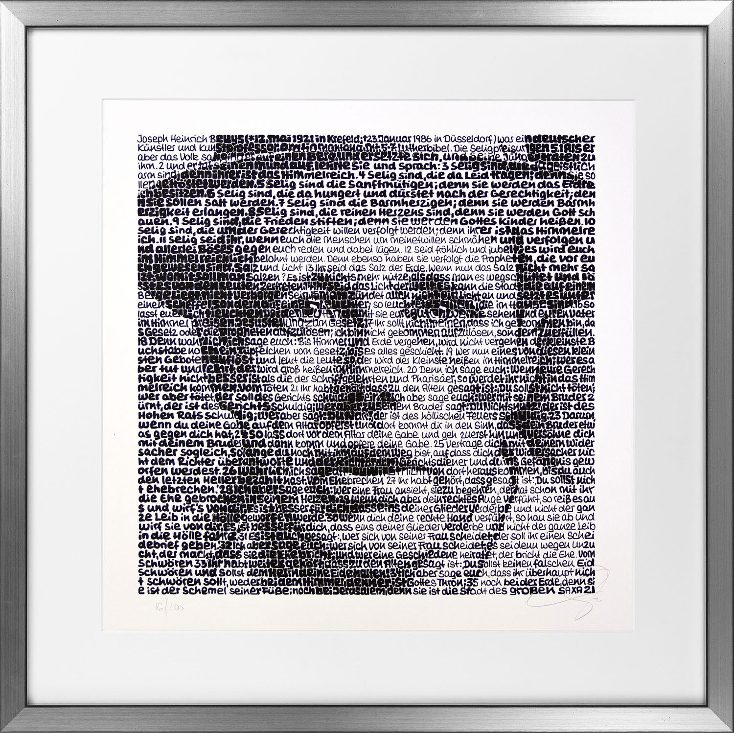 Bild "Josef Beuys" (2021), gerahmt von SAXA