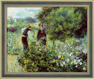 Picture "Picking Flowers" (1875), framed by Auguste Renoir
