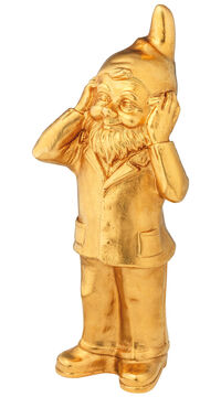 Escultura "Portador de secretos - Nada que escuchar", versión dorada