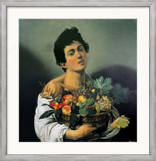 Bild "Giovane con canestra di frutta (Knabe mit Fruchtkorb)" (ca. 1593), gerahmt