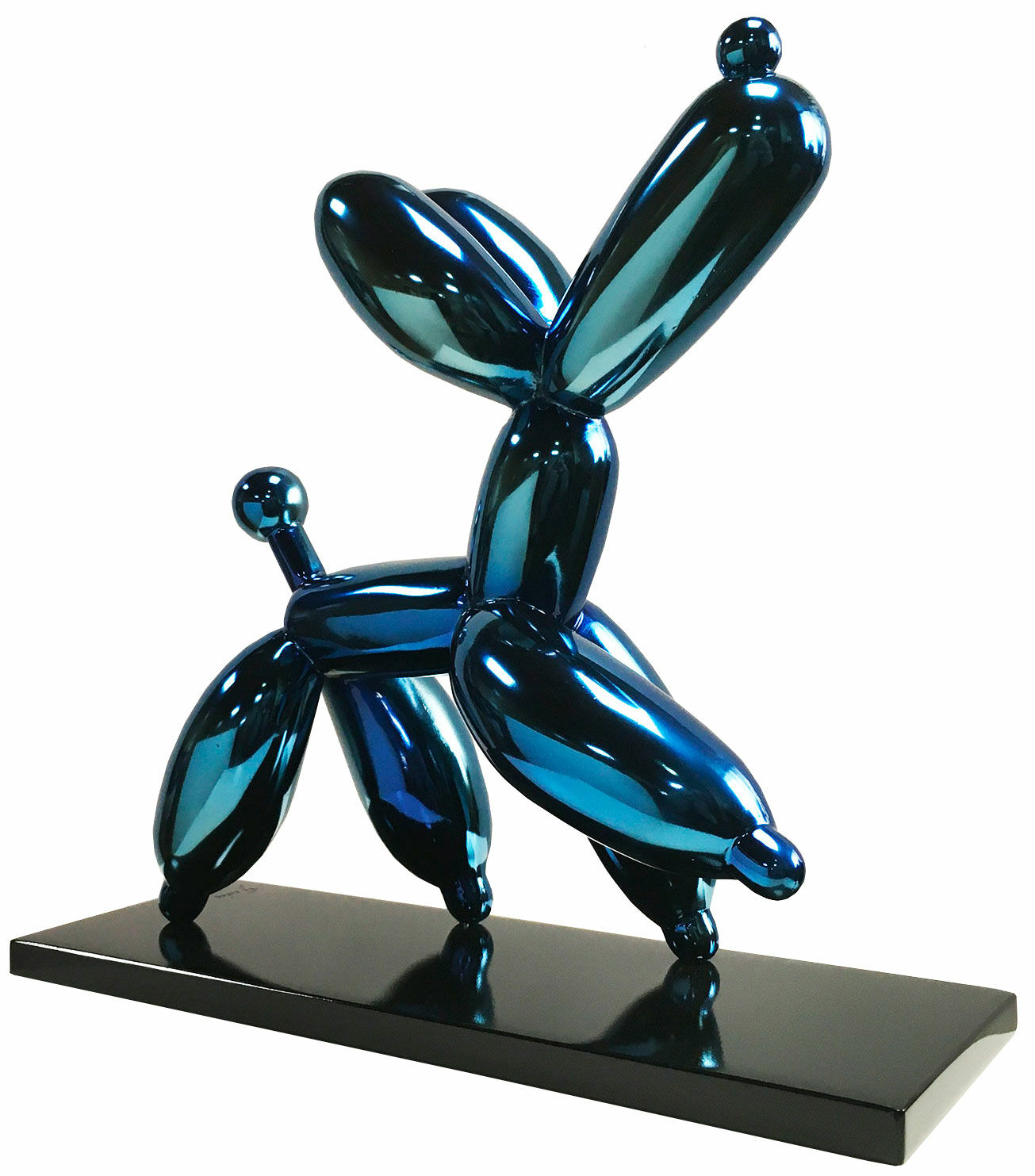 Sculpture "Happy Balloon Dog", blue version by Miguel Guía