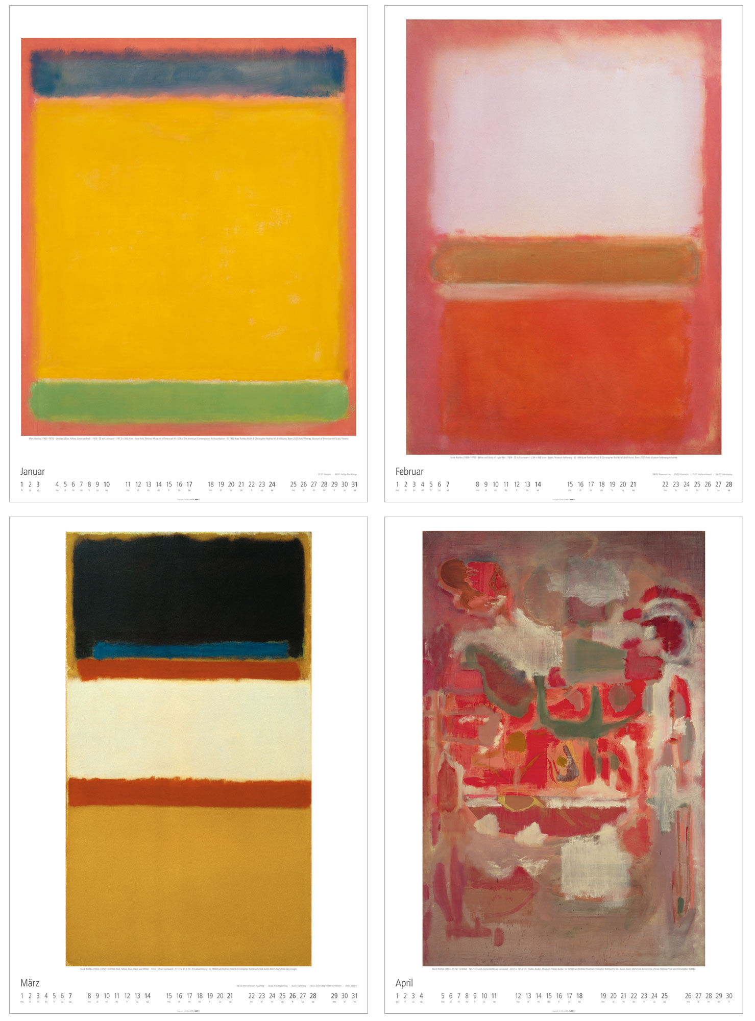 Konstnärskalender 2027 av Mark Rothko
