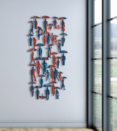 Wall sculpture "Umbrellas", steel
