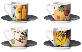Set of 4 espresso cups with artist motifs, porcelain by Wassily Kandinsky