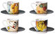 Set of 4 espresso cups with artist motifs, porcelain by Wassily Kandinsky