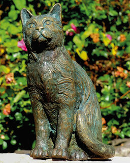 Gartenskulptur "Sitzende Katze", Bronze