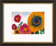 Cuadro «Girasol rojo y amarillo y flores de verano» (hacia 1930), versión con marco negro y dorado de Emil Nolde