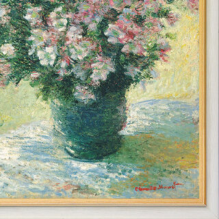 Bild "Vase à fleurs - Malvenstrauß" (1881/82), gerahmt von Claude Monet