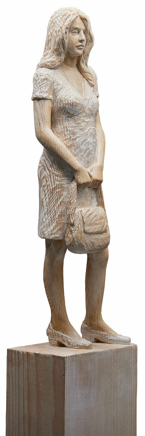 Skulptur "Ulla" (2022) (Original / Unikat), Holz auf Stele von Luis Höger