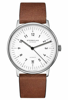 Sternglas automatic wristwatch "Selecta", white/brown