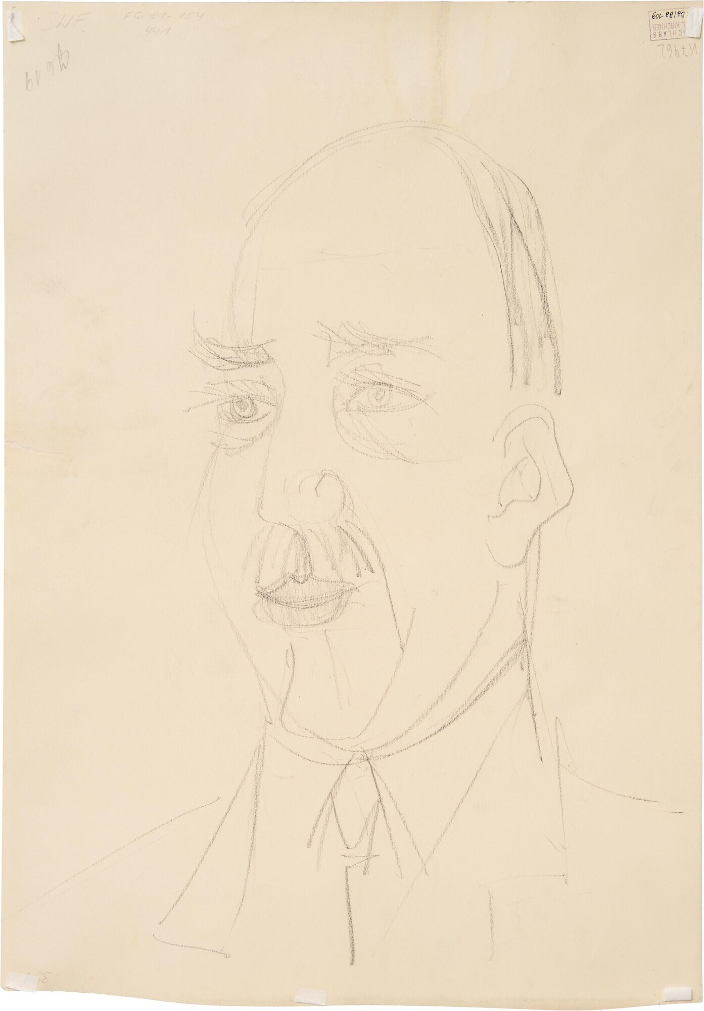 Tableau "Dr Hagemann" avec une étude de portrait au verso (c. 1930) (Pièce unique) de Ernst Ludwig Kirchner