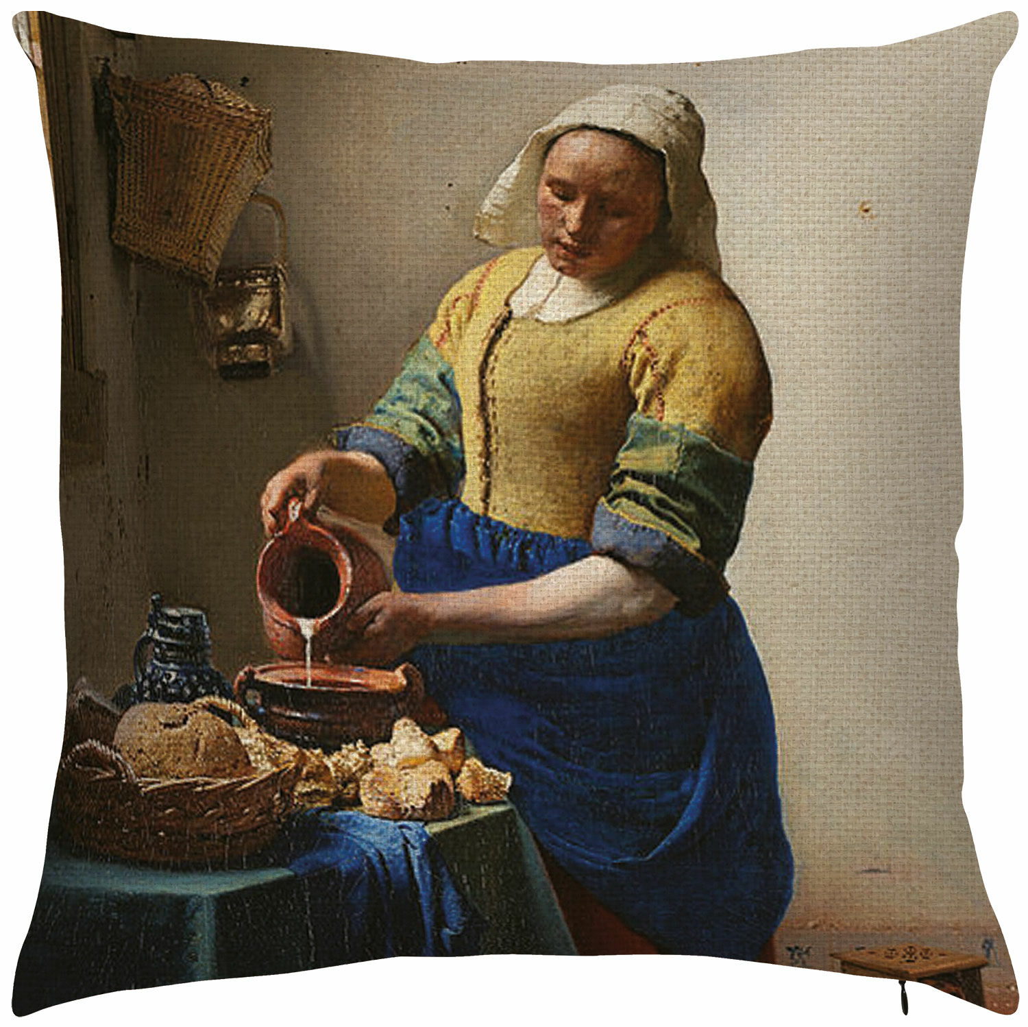Kissenhülle "Dienstmagd mit Milchkrug" (1658) von Jan Vermeer van Delft