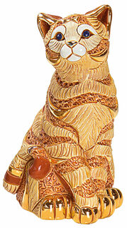 Figurine en céramique "Chat assis", version orange