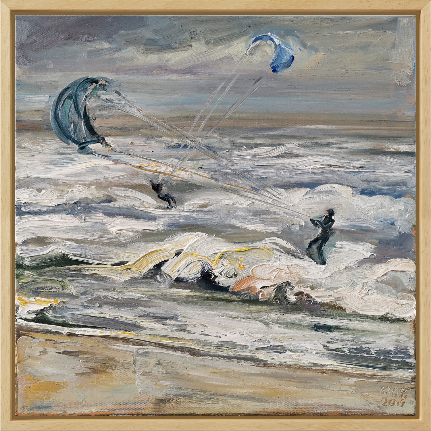 Tableau "Kitesurfer II" (2019) (Original / Pièce unique), encadré de Sibylle Bross
