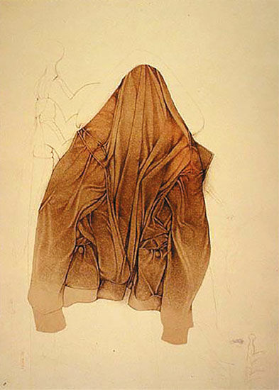 Billede "Stilleben med jakke" (1987), uindrammet von Bruno Bruni