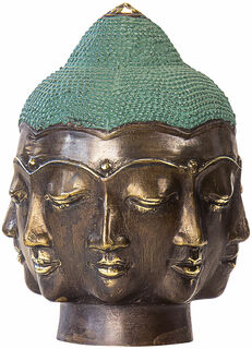 Buddha-Kopf "Die sieben Gesichter" (Höhe 14 cm), Bronze Antikfinish