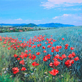 Picture "Poppies at the Edge of the Field" (2022) (Original / Unique piece), on stretcher frame