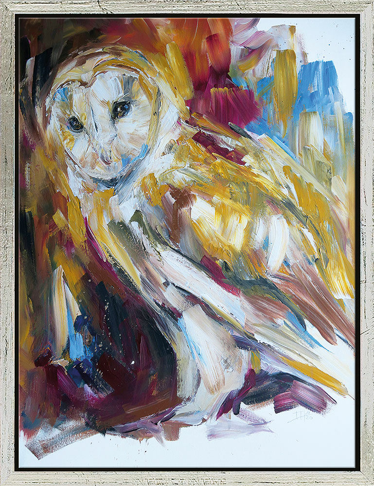 Beeld "Silent Hunter - Barn Owl" (2020), ingelijst von Audrey Hagemann