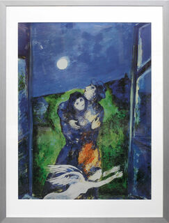 Tableau "Amants au clair de lune", encadré von Marc Chagall