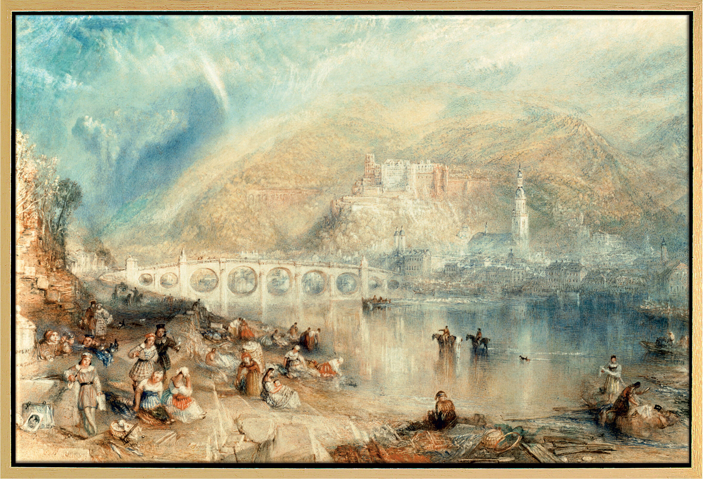 Bild "Heidelberg mit einem Regenbogen" (um 1841), gerahmt von William Turner