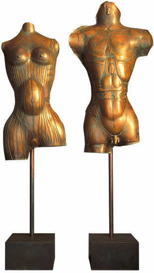 Sculpture pair "Adam and Eve", bronze by Paul Wunderlich