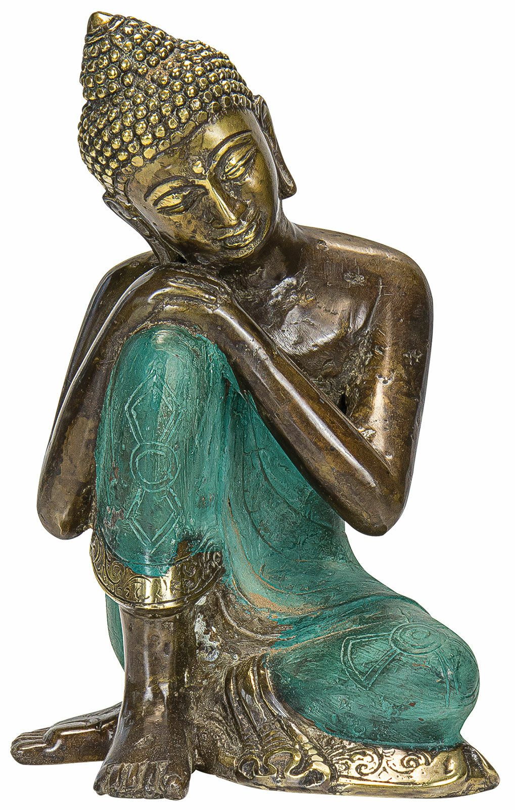 Skulptur "Hvilende Buddha", bronze antik finish