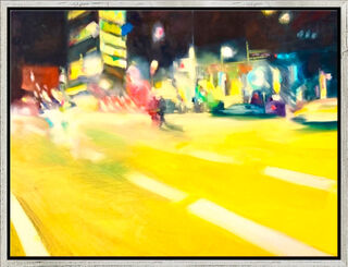 Bild "Yellow Night Berlin" (2023) (Original / Unikat), gerahmt