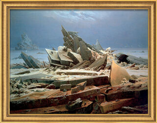 Bild "Das Eismeer" (1824), gerahmt von Caspar David Friedrich