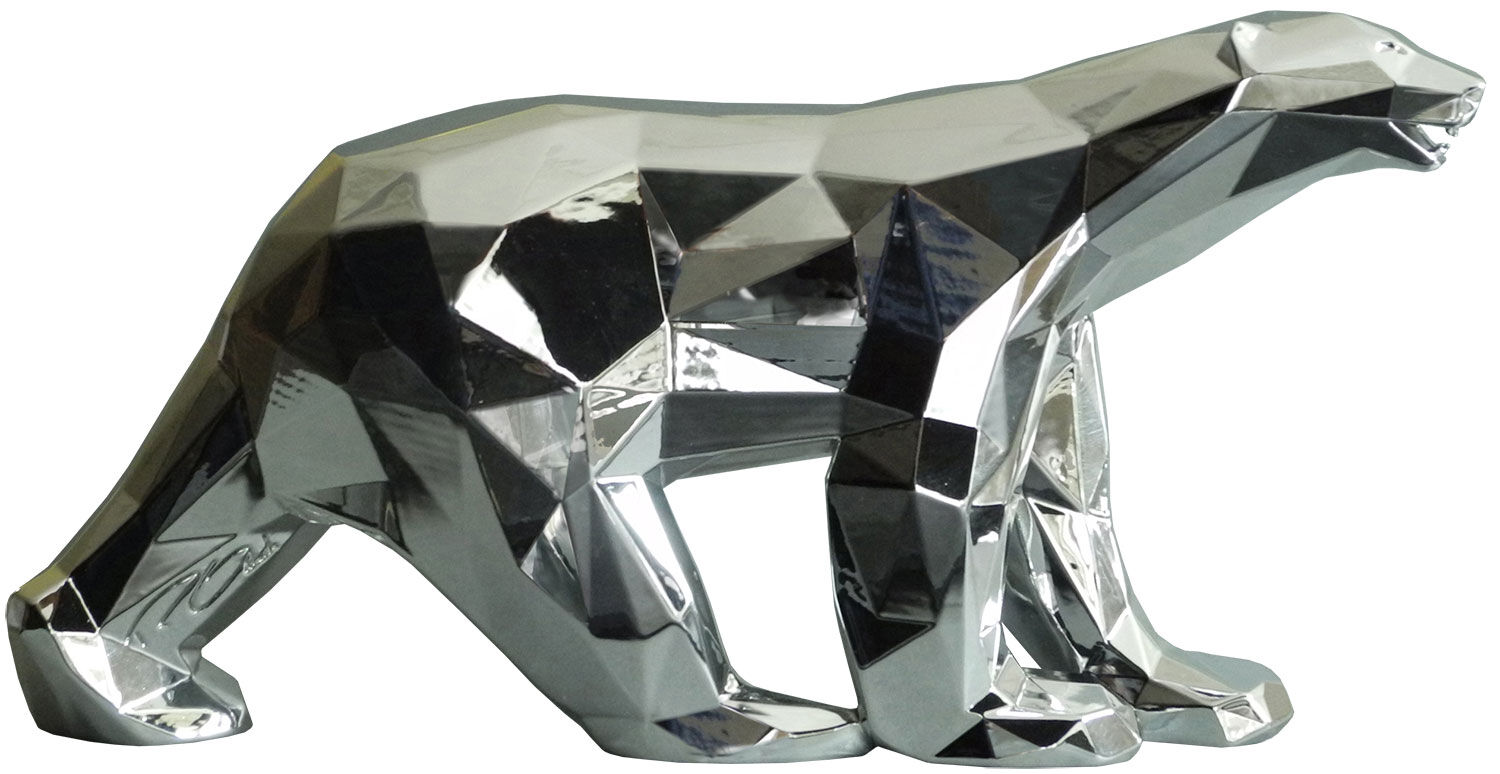 Skulptur "Eisbär", Kunstguss Metallic-Optik von Richard Orlinski
