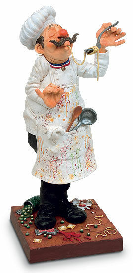 Caricature "Chef du cuisine - The Master Chef", cast hand-painted by Guillermo Forchino