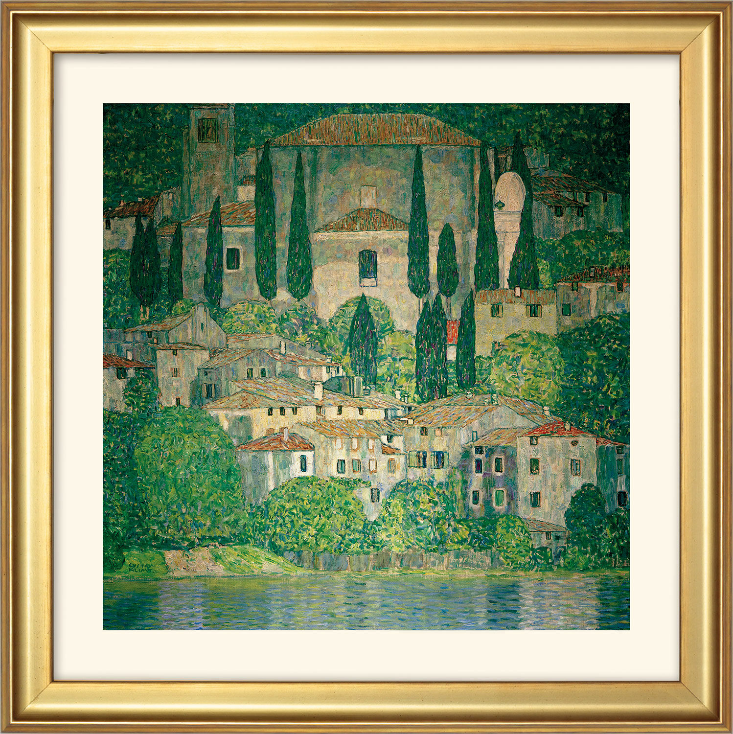 Picture "Church in Cassone by Lake Garda" (1913), framed by Gustav Klimt