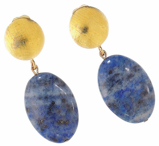 Clip-on earrings "Blue Rider" with central lapis lazuli by Petra Waszak