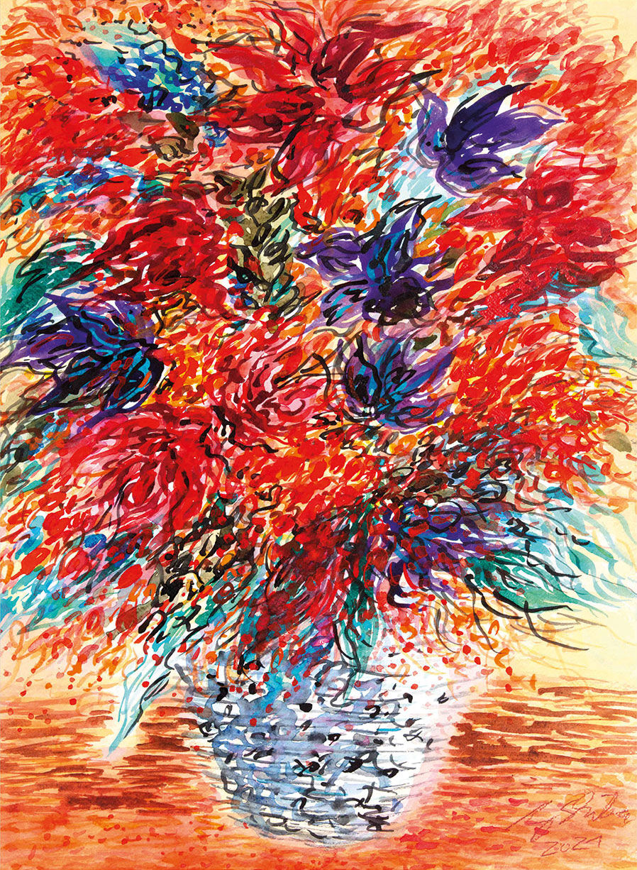 Picture "Bouquet of Flowers" (2021) (Original / Unique piece), unframed by Ansgar Skiba