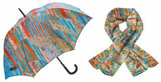 Stick umbrella and silk scarf "Highways and Byways" (1929) as a set