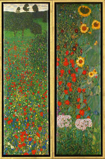 Set of 2 pictures "Poppy Field" and "Sunflowers" by Gustav Klimt