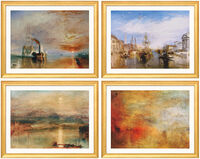 4 Landschaftsbilder (1835-44) im Set, Version goldfarben gerahmt
