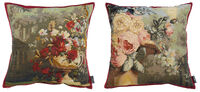 Lot de 2 housses de coussin "Roses dans un vase" & "Bouquet de roses"