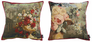 Set of 2 cushion covers "Roses in Vase" & "Bouquet of Roses"