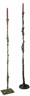 Set of floor candle holders "Il Fiore dell' Angelo" and "La Vitalba", bronze