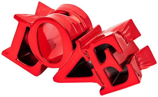 Sculpture lettrée / objet décoratif "Tight Love", version rouge de Sequenze