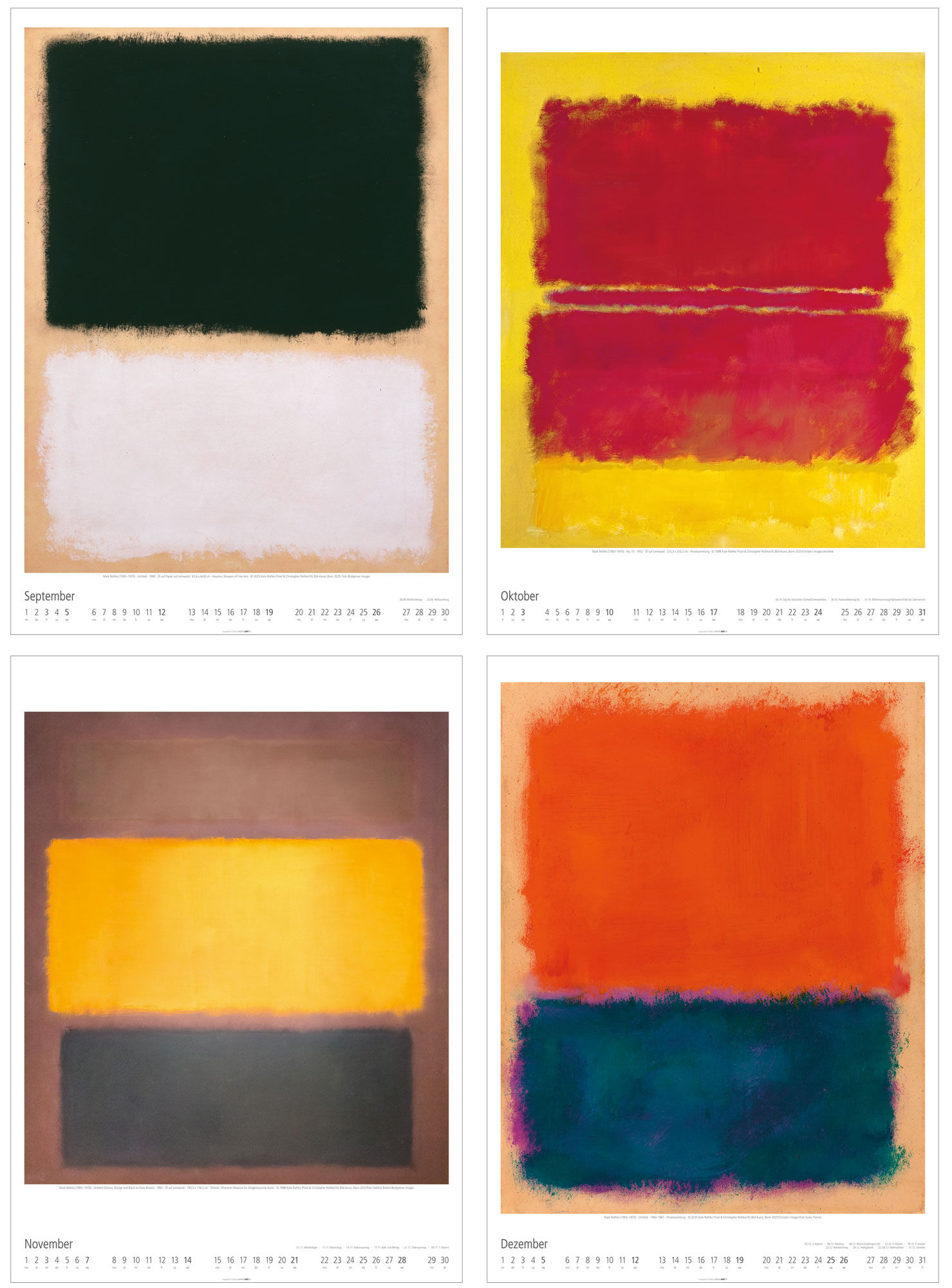 Konstnärskalender 2027 av Mark Rothko