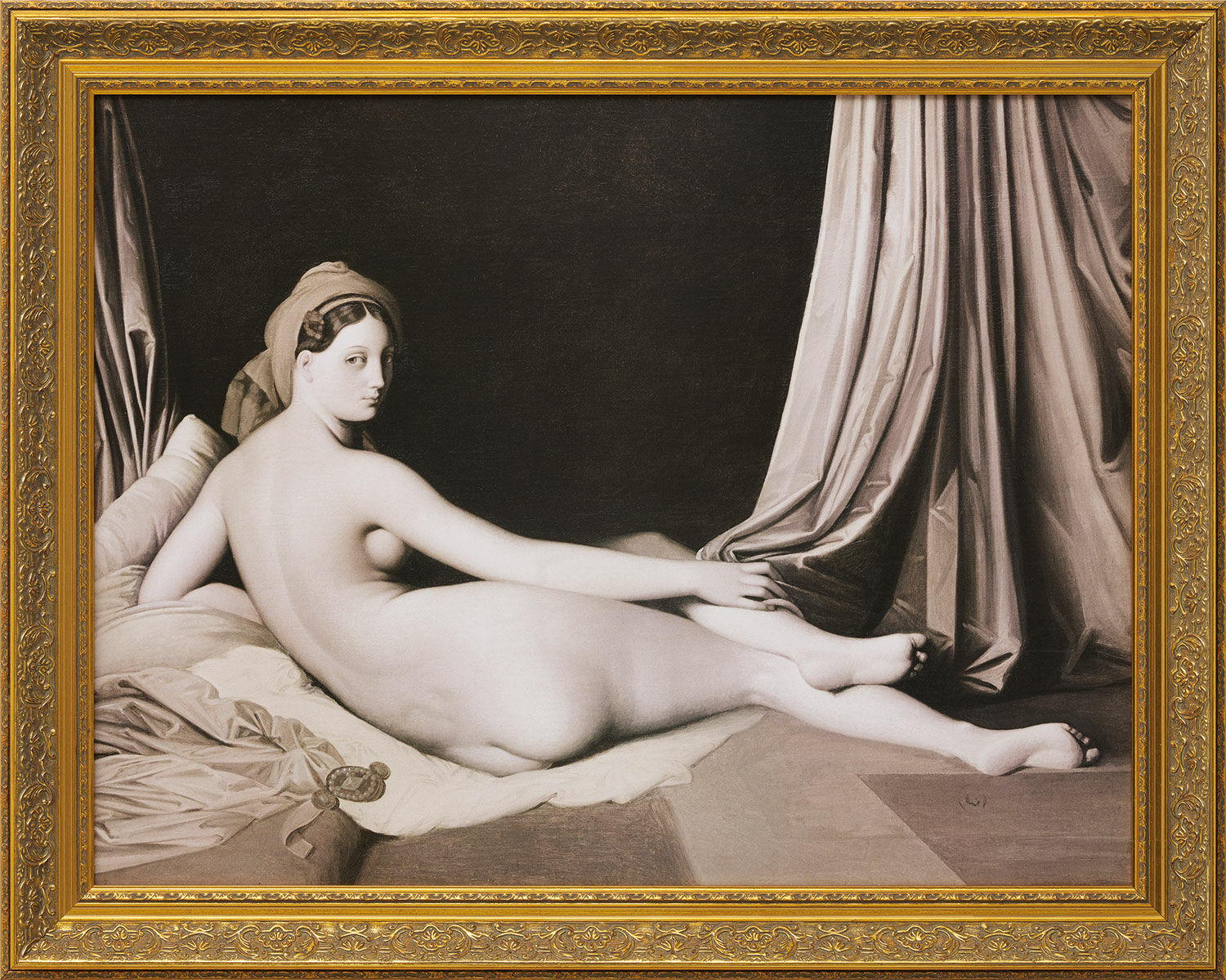 Picture "Odalisque in Grisaille" (1824-34), framed by Jean Auguste Dominique Ingres