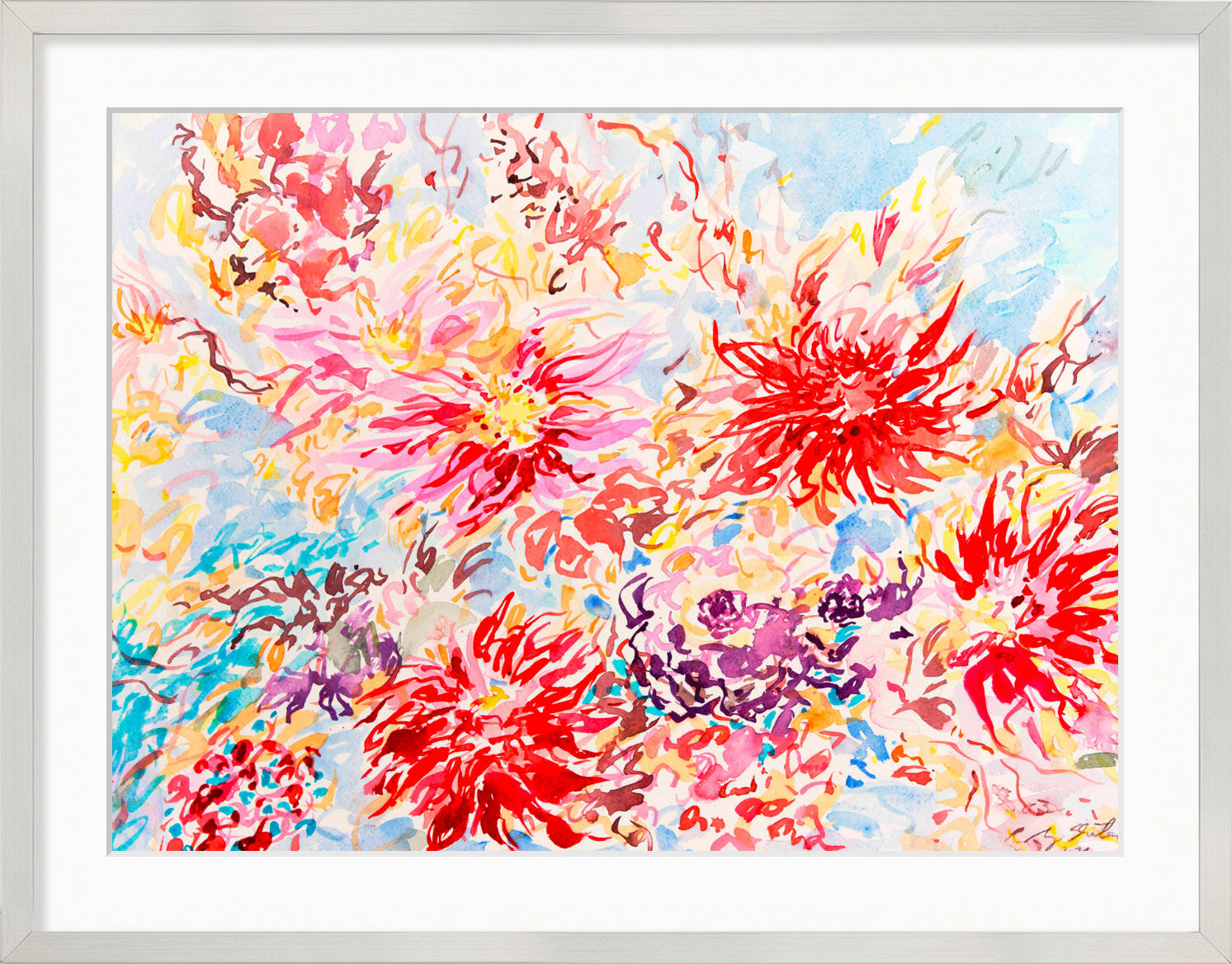 Picture "Flowers - Summer Garden" (2021) (Original / Unique), framed by Ansgar Skiba